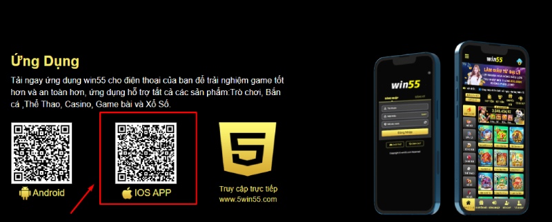 Quét mã qr để tải app Win55 cho iOS